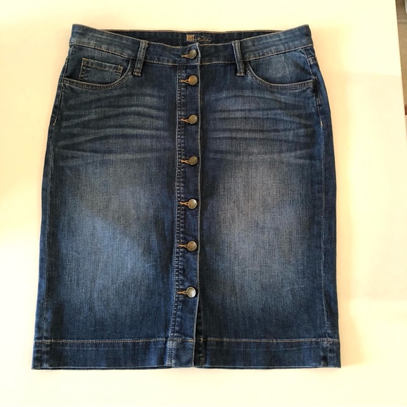 Kut from the Kloth Denim Jean Skirt Women’s 8, High Waist, Button Front, Stretch - Picture 1 of 12